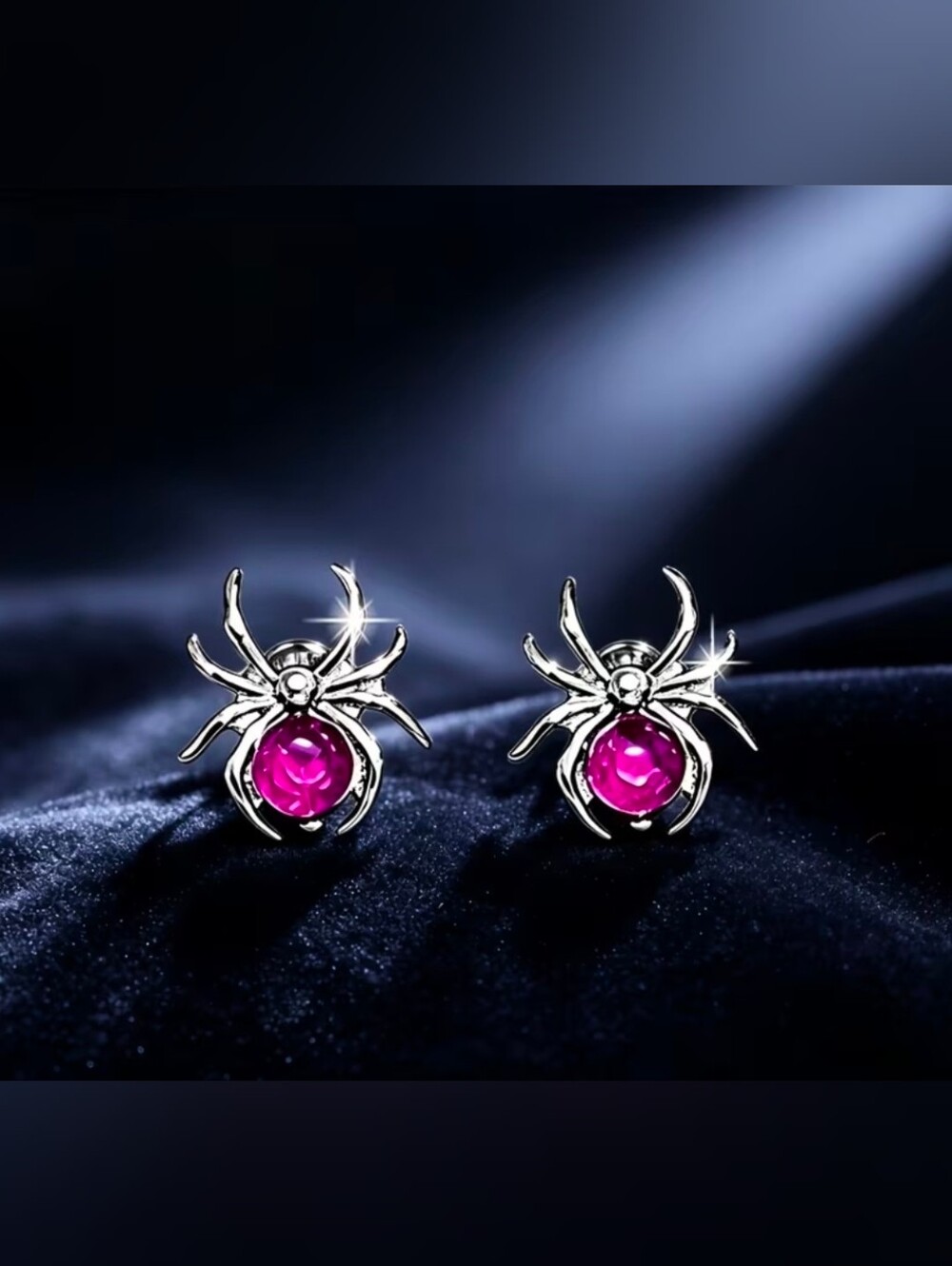 $8 Each Or Bundle 5/$20 Silver Spider Stud Earrings with Pink Gemstone